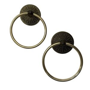 VTG MCM American Tack HDWE 1968 Rodin Contessa Towel Holder Rings Set Of 2 D2406